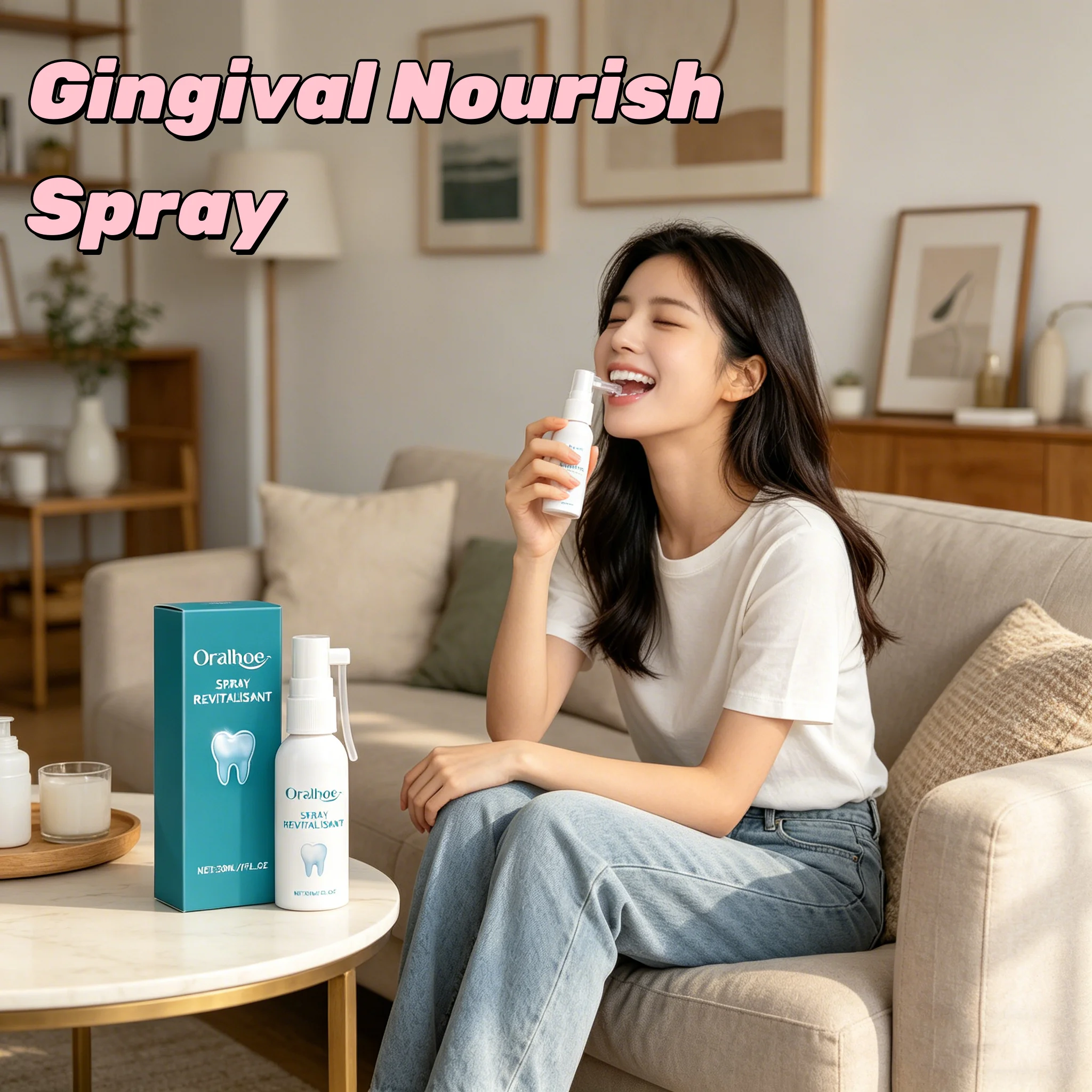 ORALHOE Gum Nourish Spray Natural Herbal Oral Care Relieve Swelling Bleeding Gum Repair Freshen Breath Mouth Spray