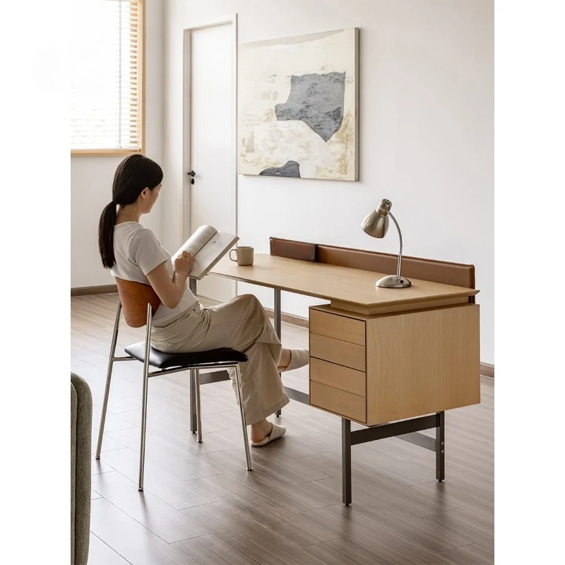 

Solid Wood Desk Light Luxury Modern Senior Study Office Log Style Home Computer Desk