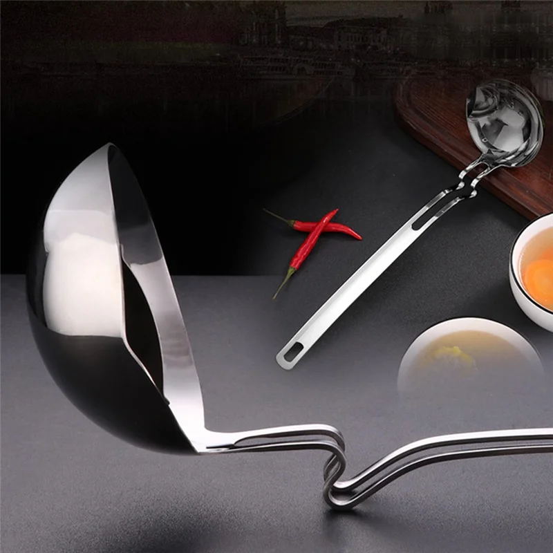 

KYCOR-Large Capacity Fat Separator Ladle-Stainless Steel Oil Skimmer Spoon With Spout For Soup, Gravy, Cooking