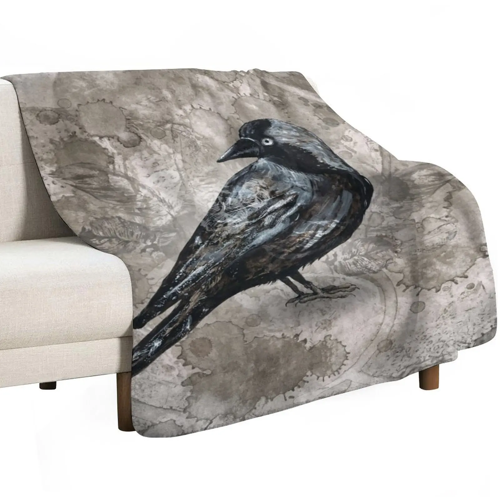 Grunge jackdaw Throw Blanket Fluffy Cozy Throw Blanket for Home Decor