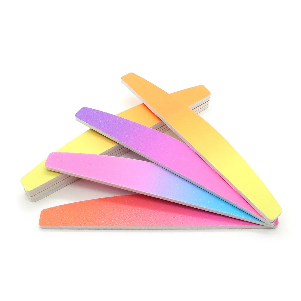 6 قطعة مجموعة مبرد أظافر نصف القمر 180/180 ملون حصى الرملي المهنية مانيكير ملف عازلة تلميع الأظافر ملف العناية بالأظافر أدوات #1