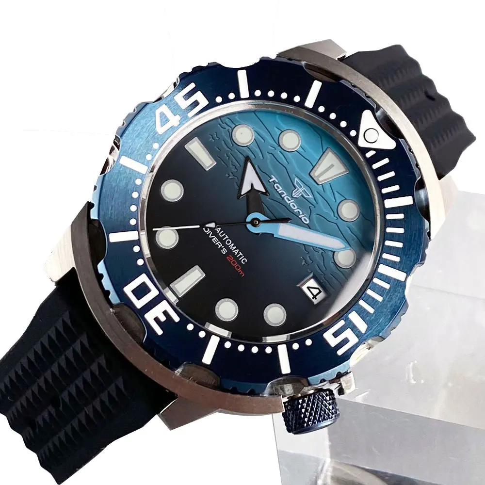 Tandorio New NH35A Movement Men Watches Monster Style Sapphire Crystal Glass Diving 200m Relogios Masculino Waterproof Automatic
