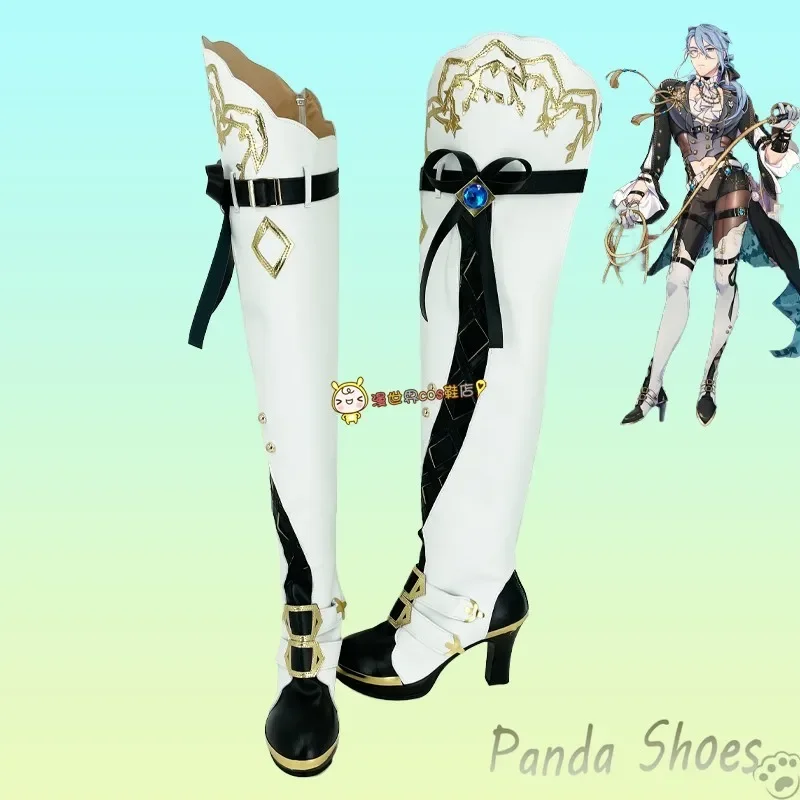 

Edmond Nu Carnival Cosplay Shoes Anime Game Cos White Boots Nu Carnival Edmond Cosplay Costume Prop Shoes for Halloween Party