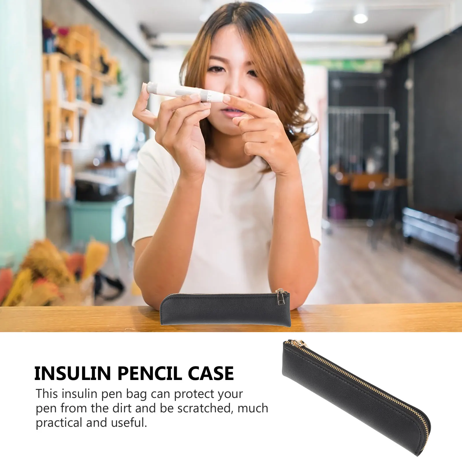 

Insulin Pen Storage Bag Mini Portable Protective Cover Black Large Size Strong Durable Material Scratch Protection Pen
