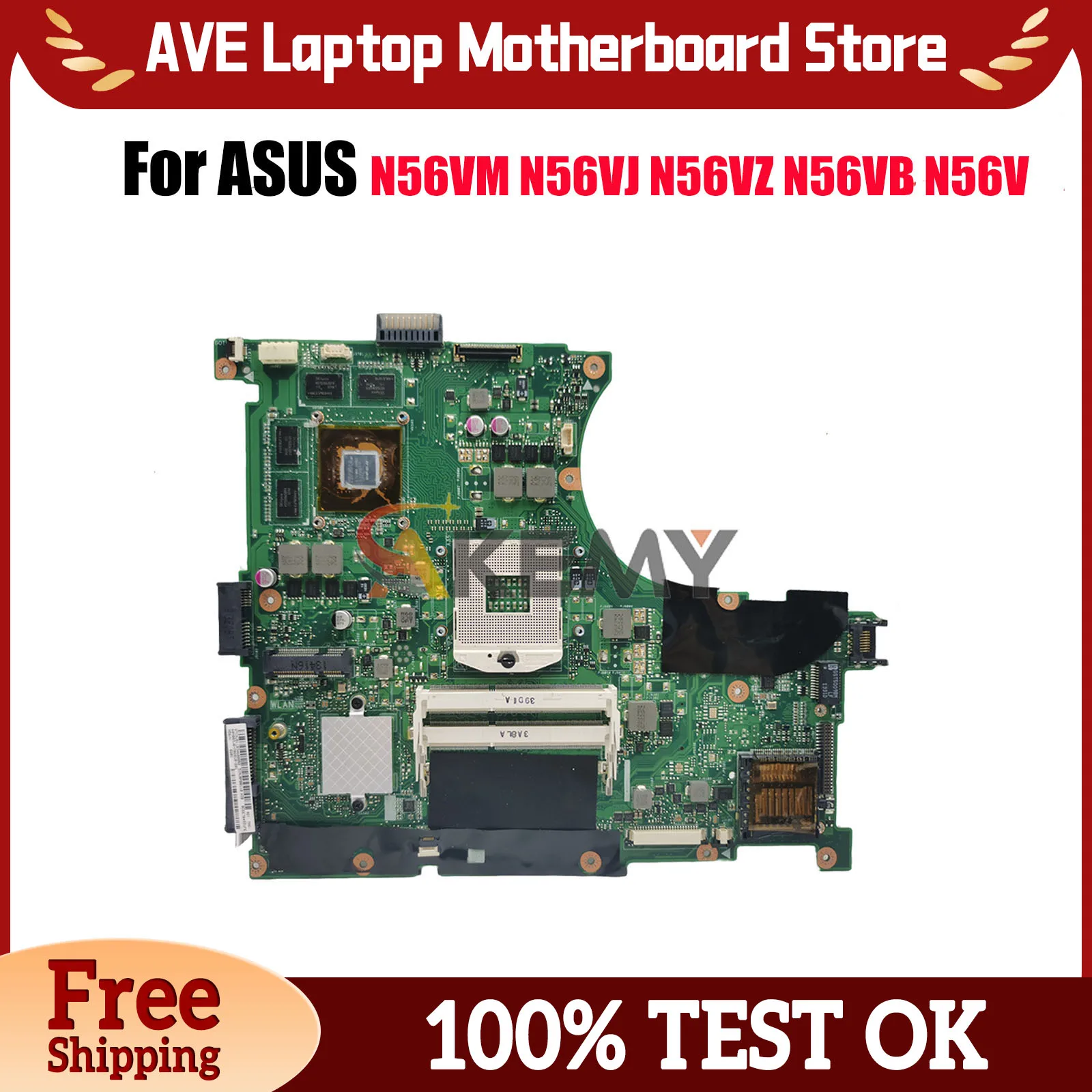 

Материнская плата N56VM для ноутбука ASUS N56VJ N56VM N56VB N56VV N56VZ N56V, материнская плата для ноутбука, в наличии, 100% тестирование, ОК, быстрая доставка