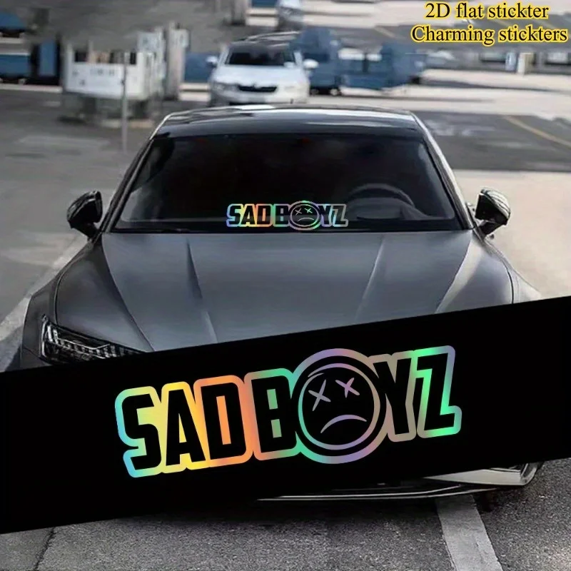 2D SAD BOYZ Car Sticker Angry Face Waterproof Vinyl Decal for Sedan Truck SUV Auto Body Personalized PVC Decoration