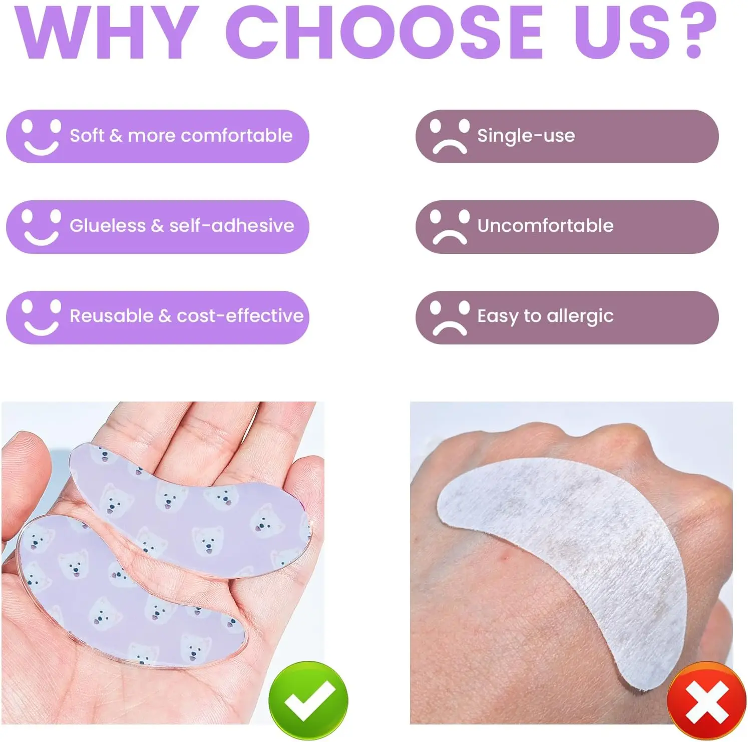 Libeauty سيليكون لصقة عين قابلة لإعادة الاستخدام تصميم المطعمة رمش لاش رفع منصات 1 زوج من لاش رفع التصحيح لاستخدام غطاء رمش تحت #2