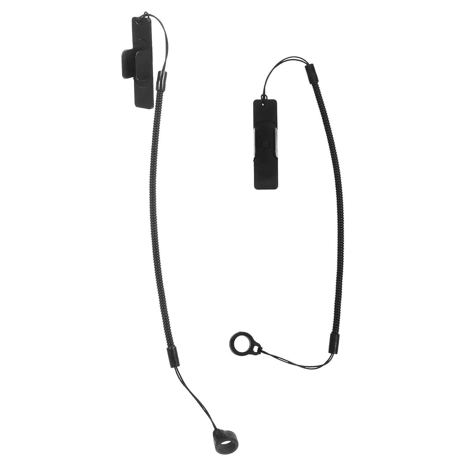 2Pcs Black Elastic Pen Leash Retractable Touch Screen Tether Secure Clip Antislip Ring for Tablet and Clipboard