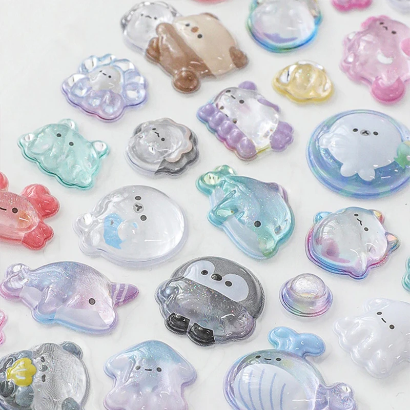 Pegatinas de papelería para diario 3D, pegatina para álbum de recortes, decoración para diario, decoración divertida y dulce, helado, mascotas, gota TMZ