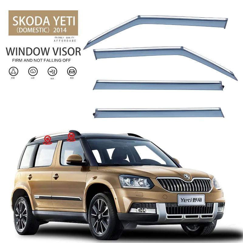 

For SKODA YETI 2009-2017 Car Window Visor Awning Shelters Windshield Side Window Rain Sun Shade Auto Accessories Car Styling