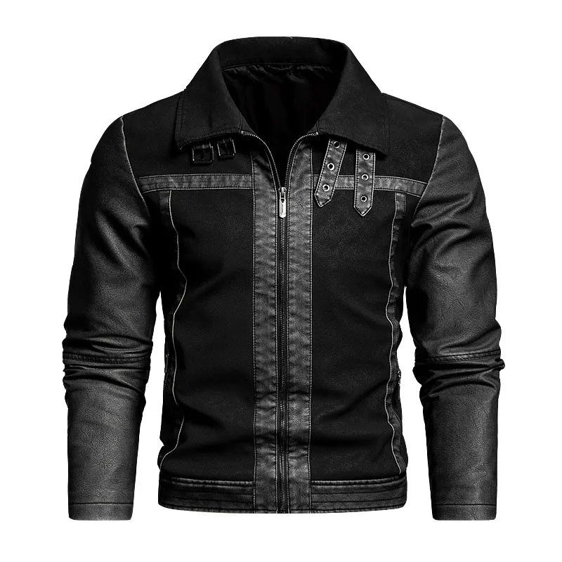 

Mens Leather Jackets Men's Autumn Winter Motorcycle Leather Jacket Men Business Retro Slim Stitching PU Leather Jacket Coat Male