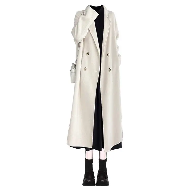 

Spring and Autumn Collection Style Lazy Style Coat Coat Waist Knitted Long Sleeve Dress Two Piece Set