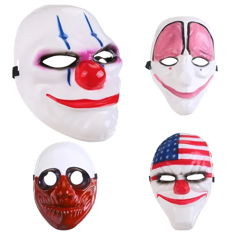 

2025 New Payday 2 Halloween Horrible Mask Dallas/Wolf/Chains/Hoxton Clown Masks for Masquerade Party Scary Clowns Mask