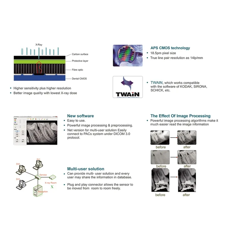 Dental Intraoral X Ray Sensor HDR 500B Digital Sensor CMOS RVG Imaging System Include Software for Dentist