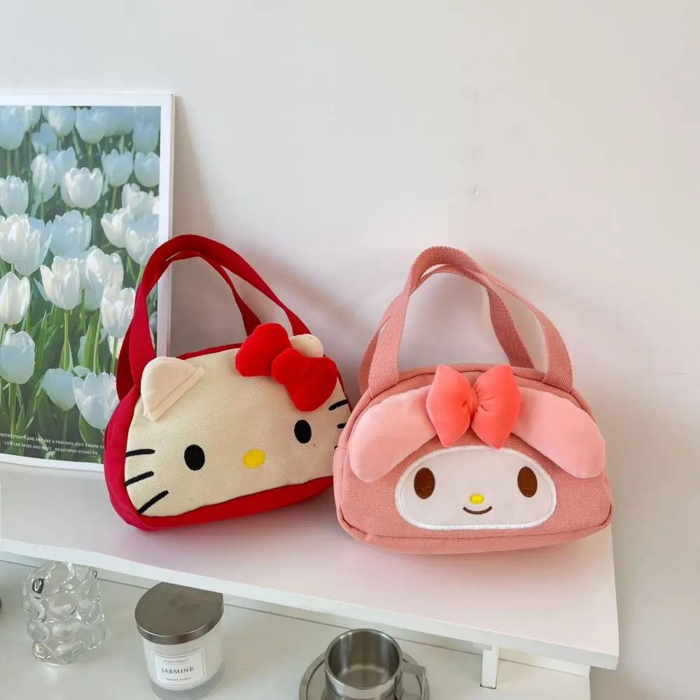 

Сумка Sanrio с вышивкой, милый мультфильм Hello Kitty Melody, портативные косметички, сумка для стирки, портативные холщовые сумки большой вместимости