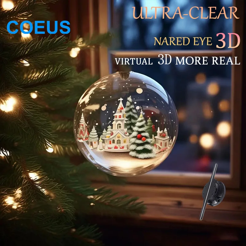 

COEUS 20CM 2 Blades Transparent 3D LED Fan Display Holographic Projector Video Player 1-Year TFT Hologram Indoor Education