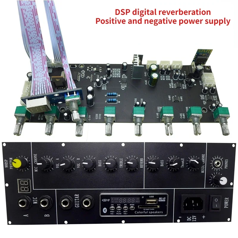 100 Kinds of Effects DSP Digital Reverberation Board, Karaoke Speaker, Microphone, Music Pre-board, Dual Power Supply