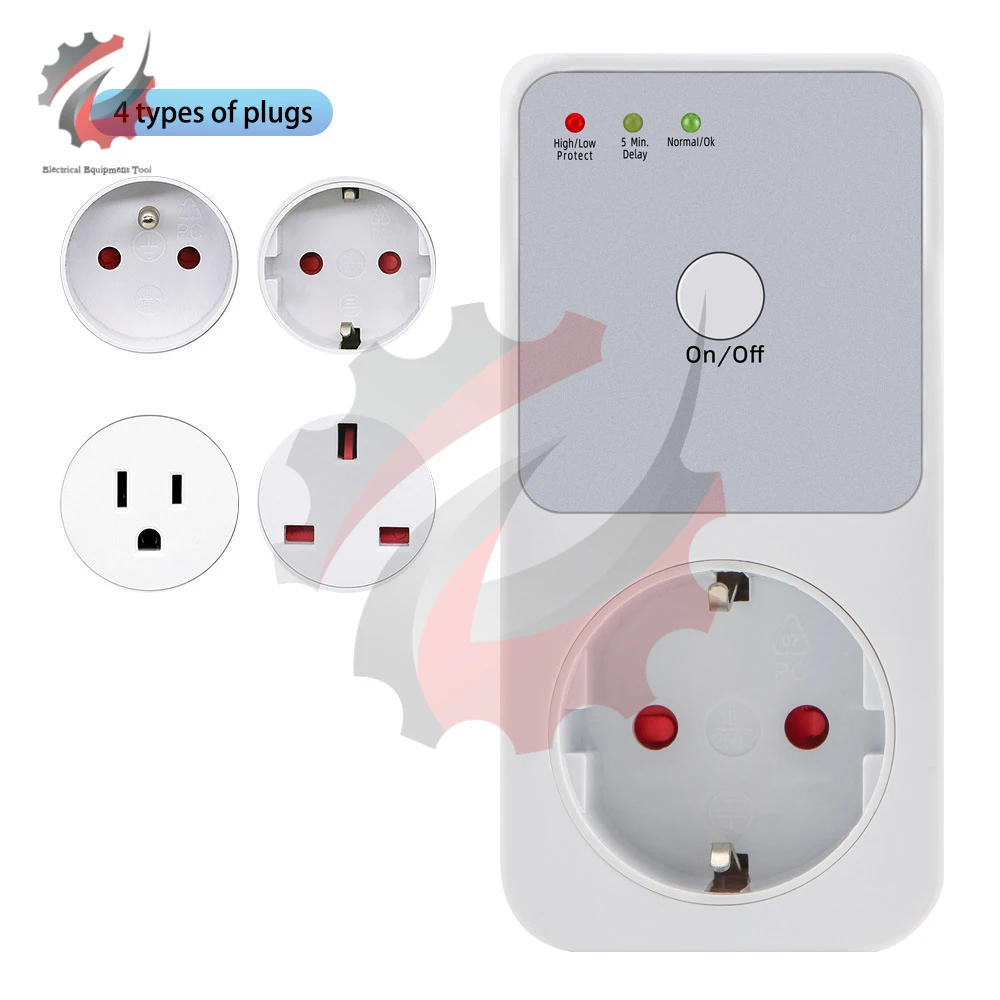 Automatic Voltage Protector Socket Switcher AC 220V Power Surge Safe Protector EU Plug Socket Voltage Safe Refrigerator Protect