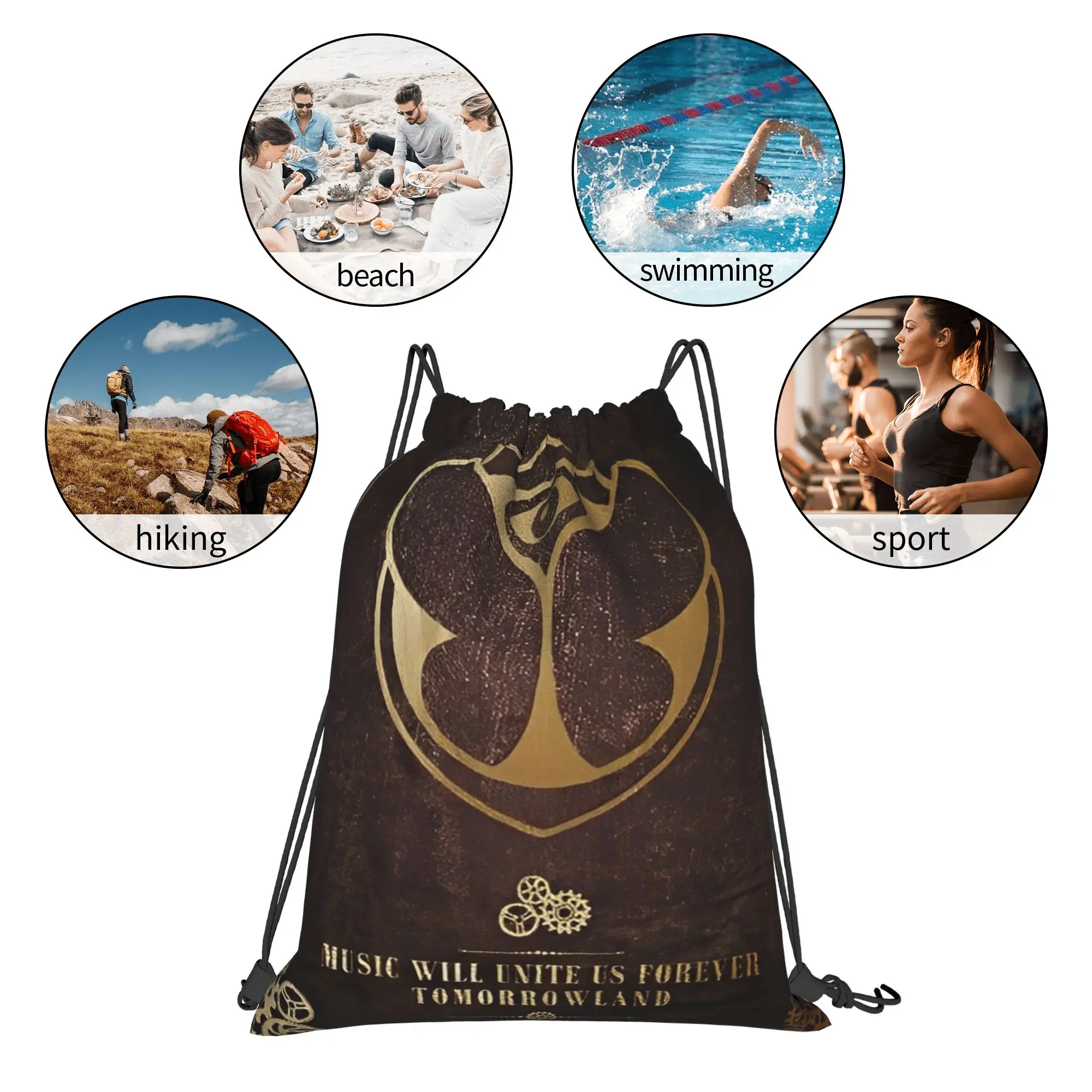 Tomorrowlands  Drawstring Bags Sports Backpack Gym Sackpack Water Resistant  String Bags for Exercise view 5