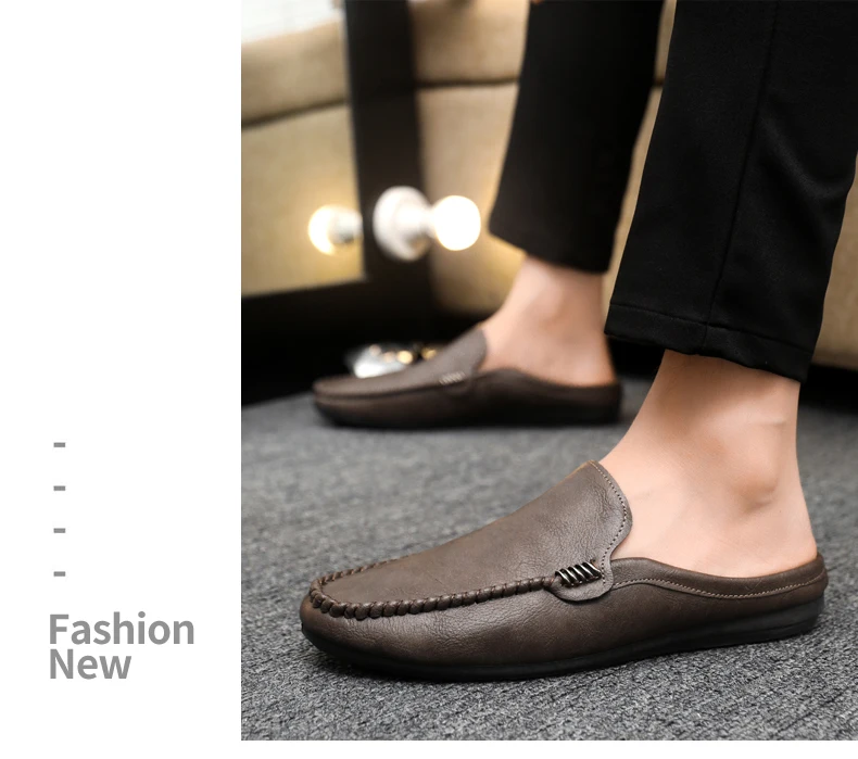 Heißer Verkauf: Herren-Halbschuhe – Bequeme Freizeitschuhe aus PU-Leder für Herren, atmungsaktive Slipper, Slip-on-Schuhe, Lazy Shoes, Herren-Loafer – Detail 17