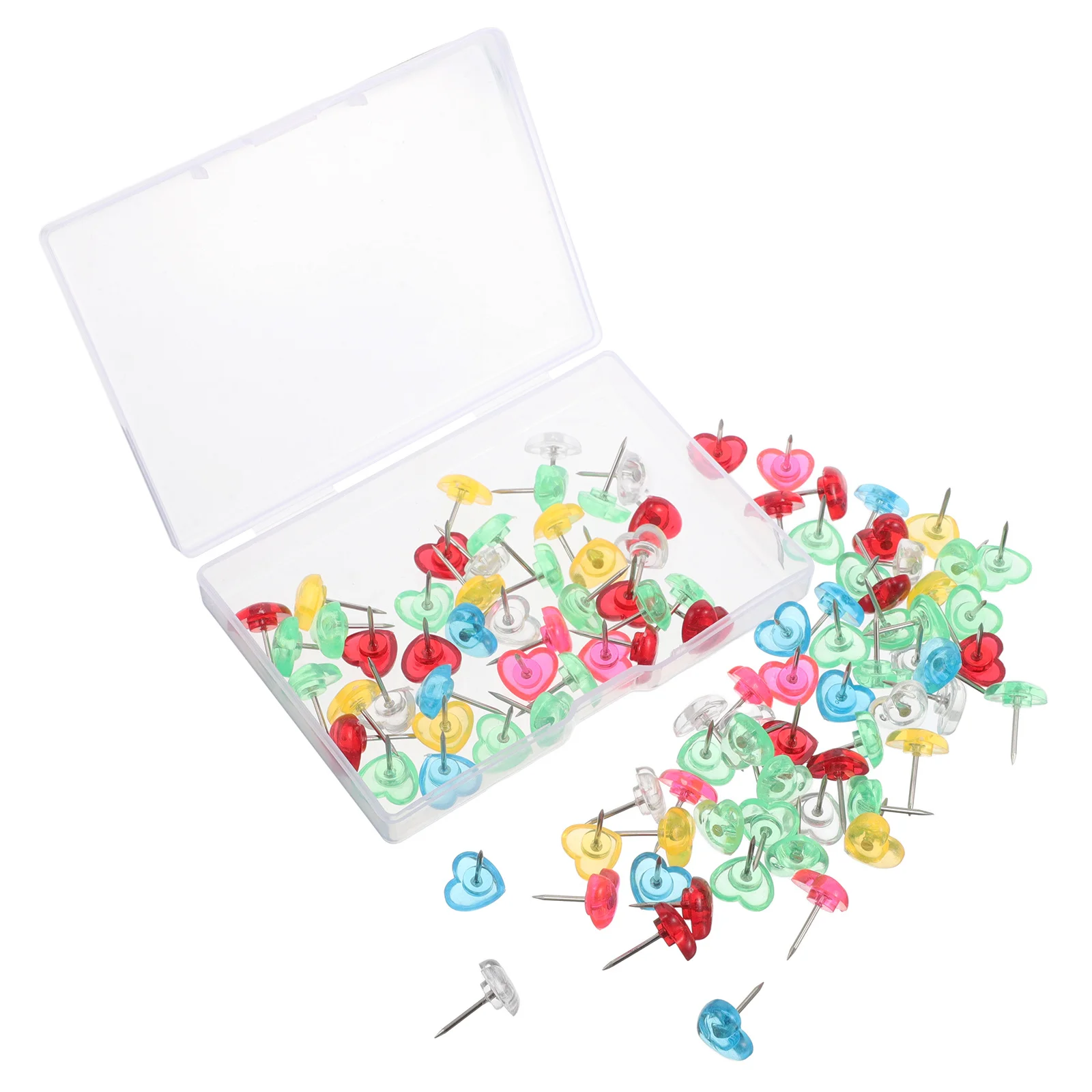 100Pcs Heart Shaped Thumbtacks Adorable Decorative Tacks for Message Boards Cork Boards Home Office School DIY Projects