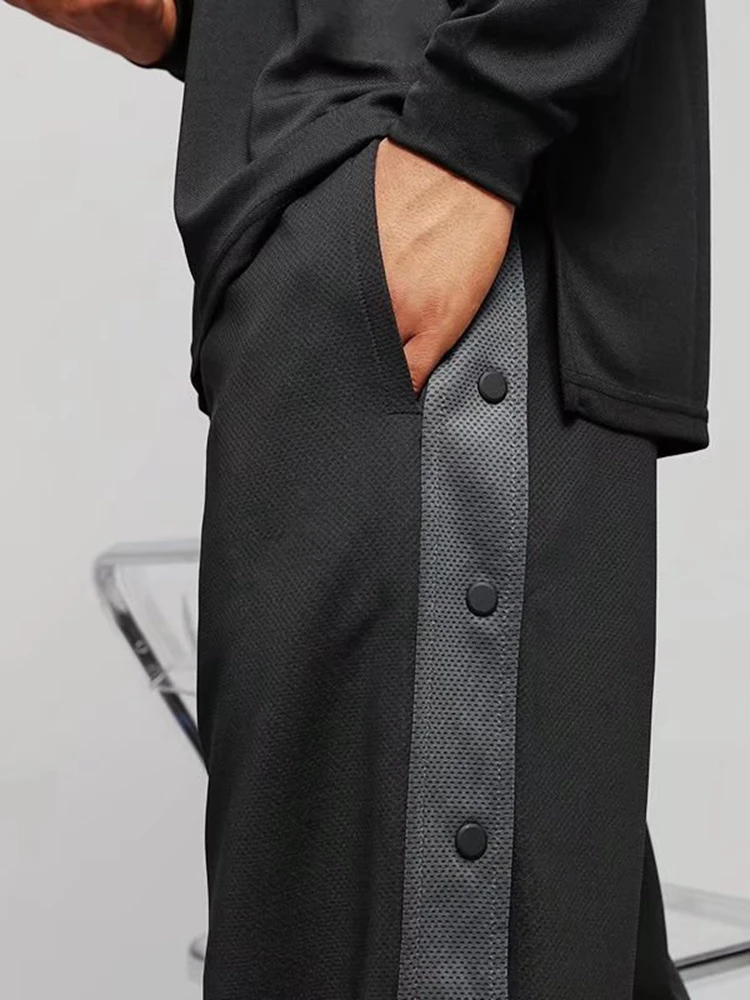 

Loose Fit Baskeall Training Sweatpants Summer Full Zip Side Bule Qui Remove Pants Men's Warm up Trousers American Sle