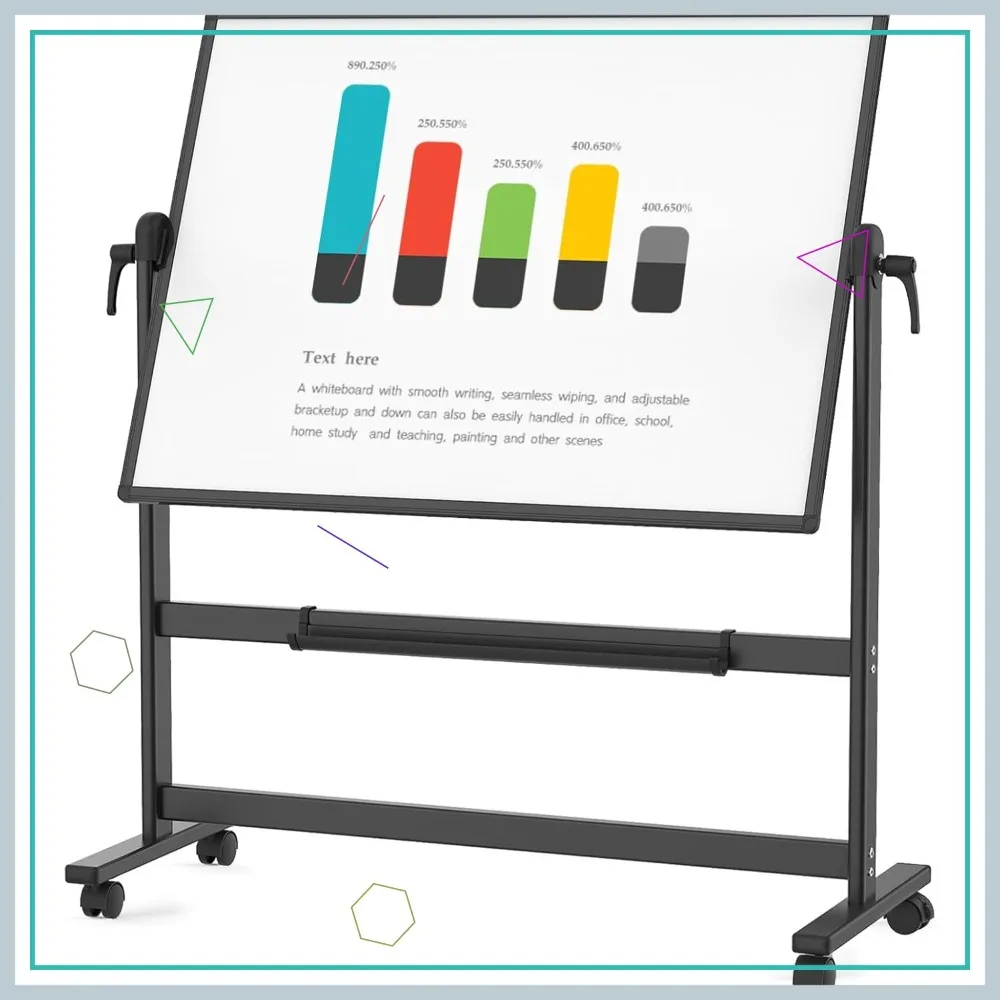 

48x36 Inch Double-Sided Magnetic Whiteboard with Black Aluminum Frame and Stand
