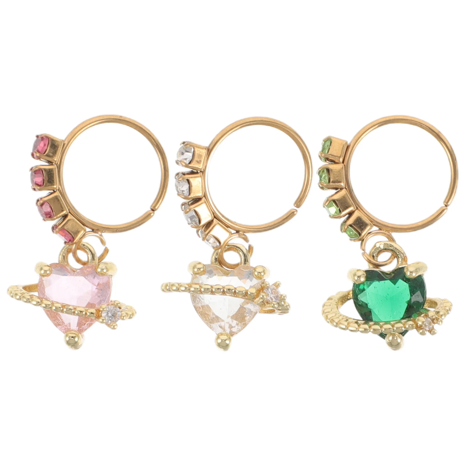 

3Pcs Heart Nose Rings Set in Vibrant Colors Stainless Steel Hypoallergenic Nose Jewelry for Women Cute Piercing Decor for Daily