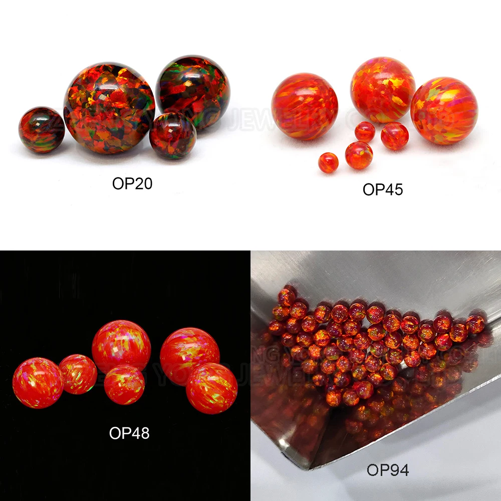 20/50pcs Red Beads for Jewelry Making 2mm--8mm Red Loose Fire Opals Ball Drill Hole