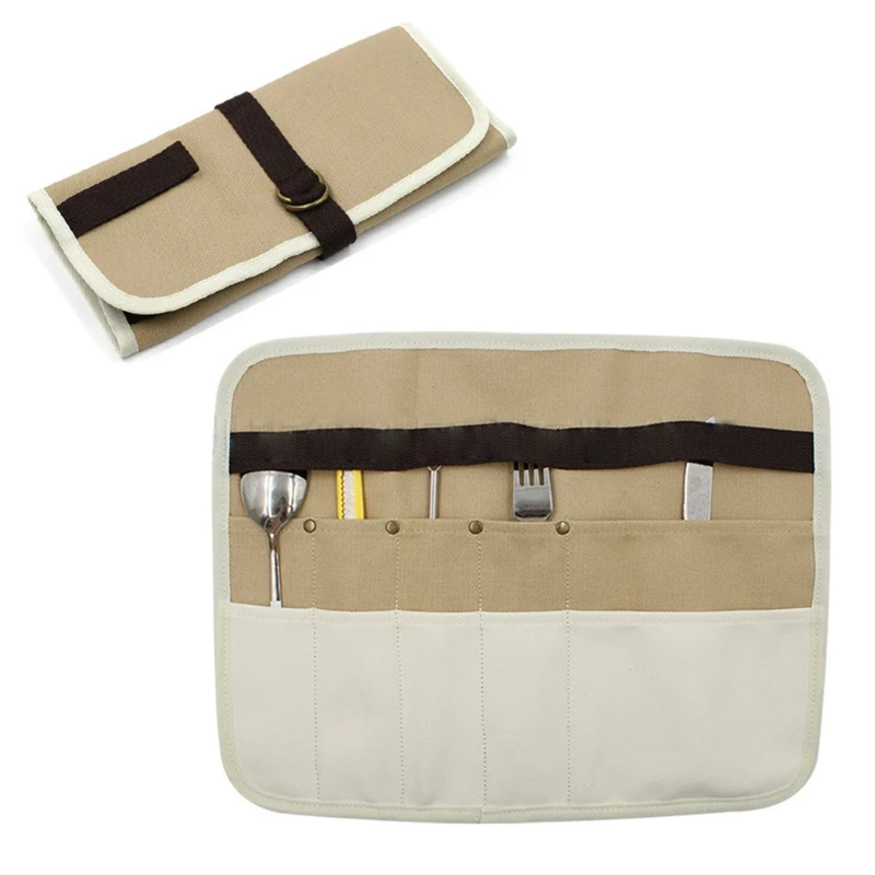 Folding Portable Tableware Storage Bag Outdoor Camping Cookware Holder Hanging