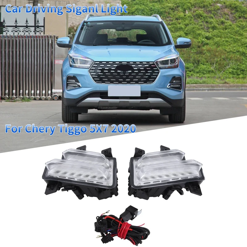 Lampu LED siang hari mobil, rakitan lampu depan berkendara untuk Chery Tiggo 5X/7 2020 suku cadang 605000268AA