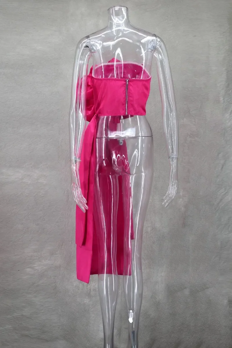 2025 Summer Women Solid 3D Flower Birron Tube Top Fashion Sexy Strapless Backess Zipper Tank Crop Tops Party Club Outfits