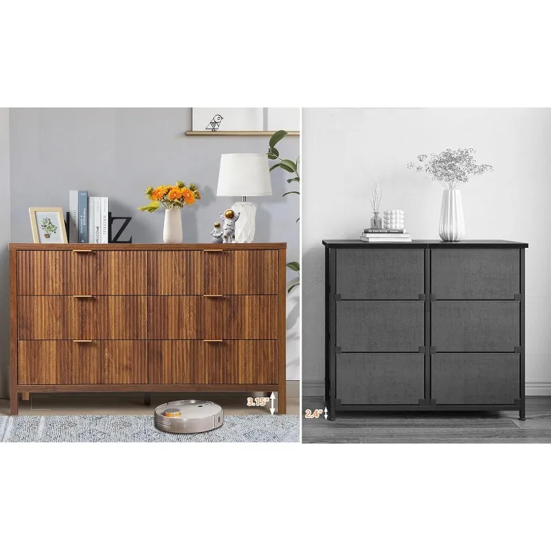 Home.6 خزانة خزانة ذات أدراج، منضدة طويلة مع أدراج وخزانة تخزين، حامل تلفزيون من الخشب الصلب للمزرعة، منتصف القرن