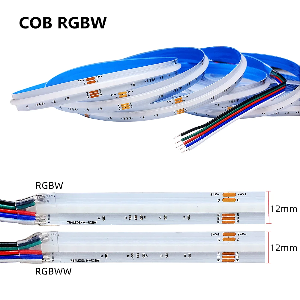 

Светодиодная лента RGBW COB, 24 В, 784 светодиодов/м, 5 м в рулоне