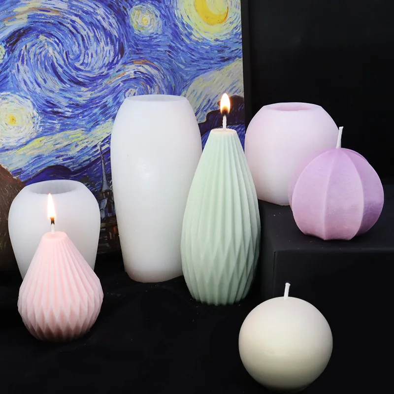 

DIY Geometric Pear Shaped Candle Silicone Mold 3D Scented Soap Gypsum Resin Molds Ice Cube Cake Making Supplies Home Decoration