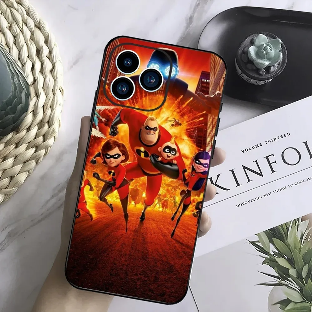 MINISO DISNEY Incredibles Phone Case For Samsung Galaxy S24 S23 S22 S21 S20 FE S10 S9 S10E Plus Ultra Lite 5G Black Phone Case