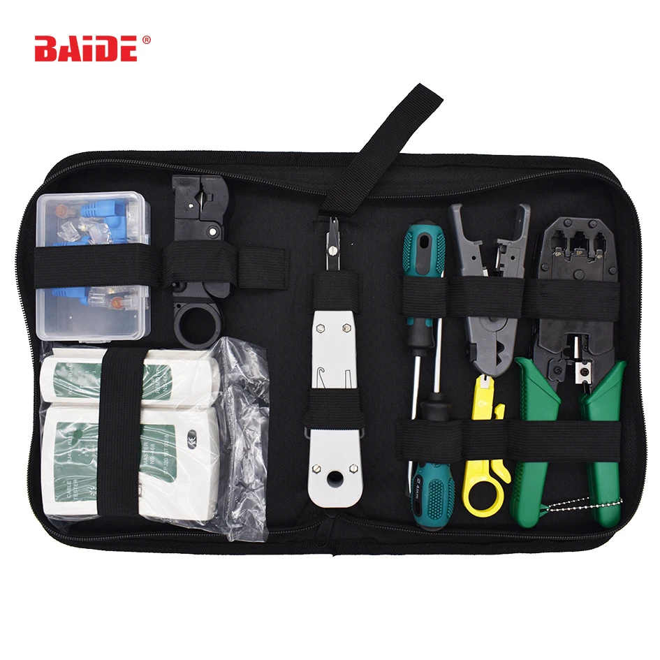 9 in 1 Computer Network Repair Tool Kit LAN Cable Tester Wire Cutter Screwdriver Pliers Crimping Maintenance Tool Set 20set/lot