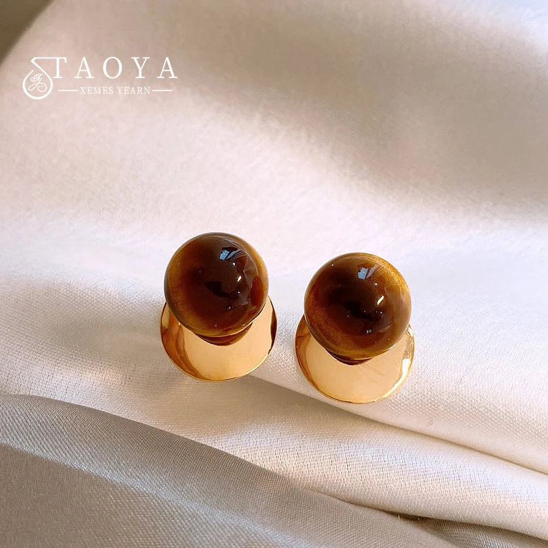 Mirad Tiger Eye Stone Metal Gold Color Round Earrings 2026 New Design Jewelry For Women's Trendy Accessories Fashion Earrings