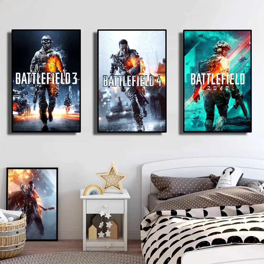 Shooting Game BattleField Classic Anime Poster Waterproof Paper Sticker Coffee House Bar Room Wall Decor