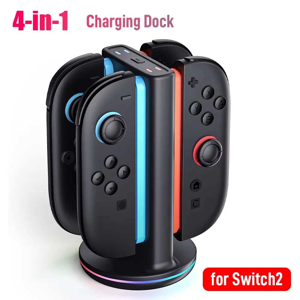 

Зарядная док-станция IPEGA PG-SW2051 для геймпадов Switch с 4 слотами для быстрой зарядки, питанием Type-C и 9 режимами RGB-подсветки, светодиодный индикатор состояния в реальном времени