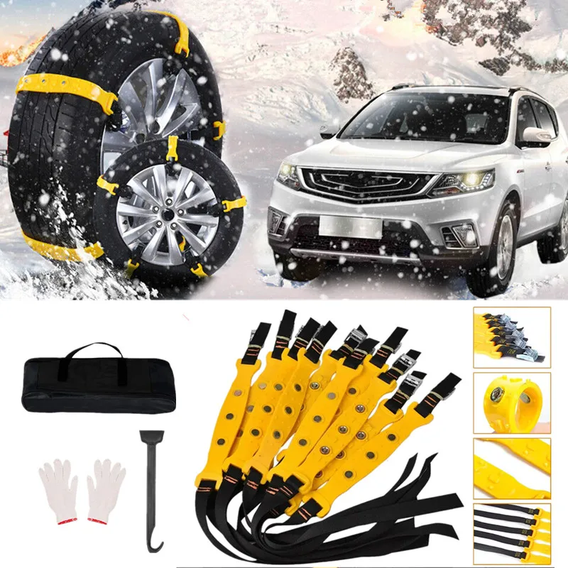 

10PCS Universal Winter Snow Mud Anti-skid Tire Chains Tendon for Car Sedan SUV Trucks Snow Tire Chains