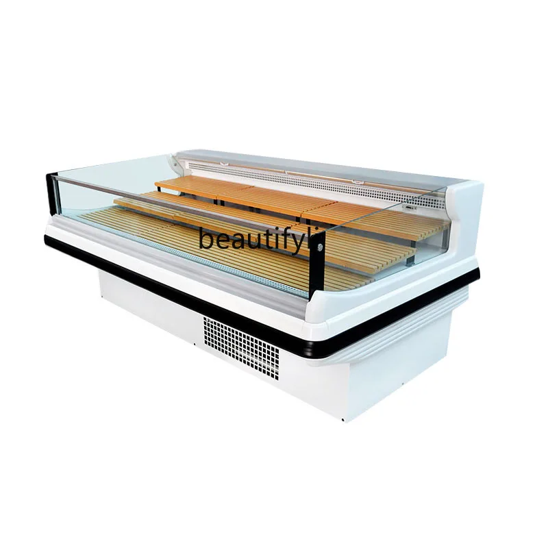 Display cabinet Horizontal refrigerated refrigerator Open vegetable freezer Supermarket air curtain fresh-keeping cabinet