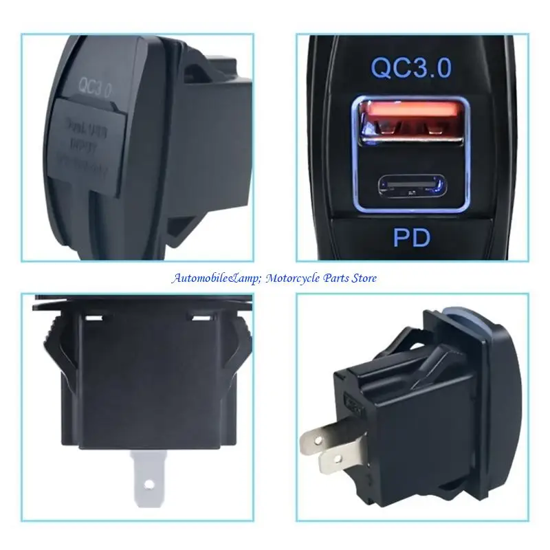 H7BD CAR Chargers USB QC3.0 & PD Type C Power Outlet 12V 24V Автоадаптер универсальный зарядный порт для морского мотоцикла H7BD CAR Chargers USB QC3.0 & PD Type C Power Outlet 12V 24V Автоадаптер универсальный зарядный порт для морского мотоцикла
