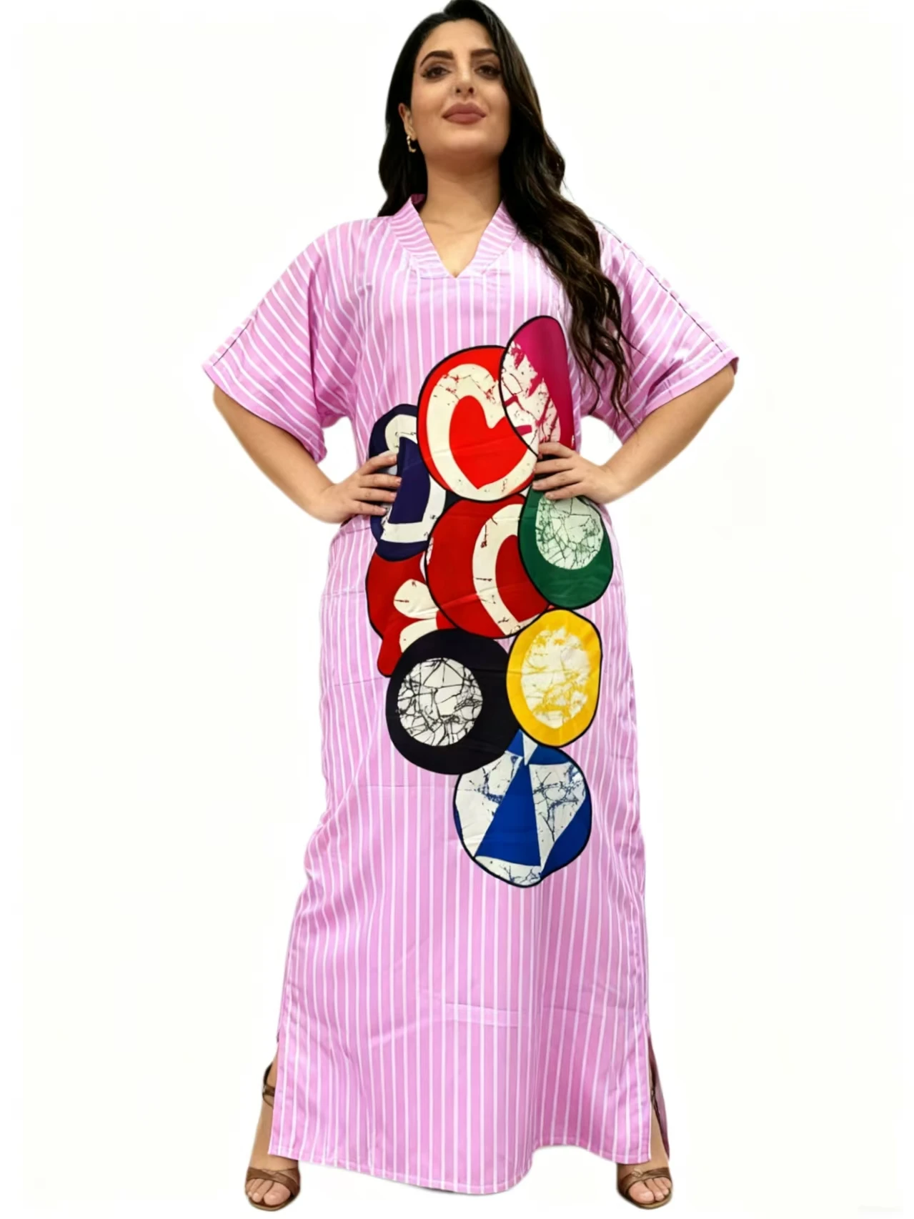 

Африканские платья Дашики для женщин, весна-лето, Африканское длинное платье с рукавом 3/4, блестками и принтом, мусульманская абайя, африканская одежда