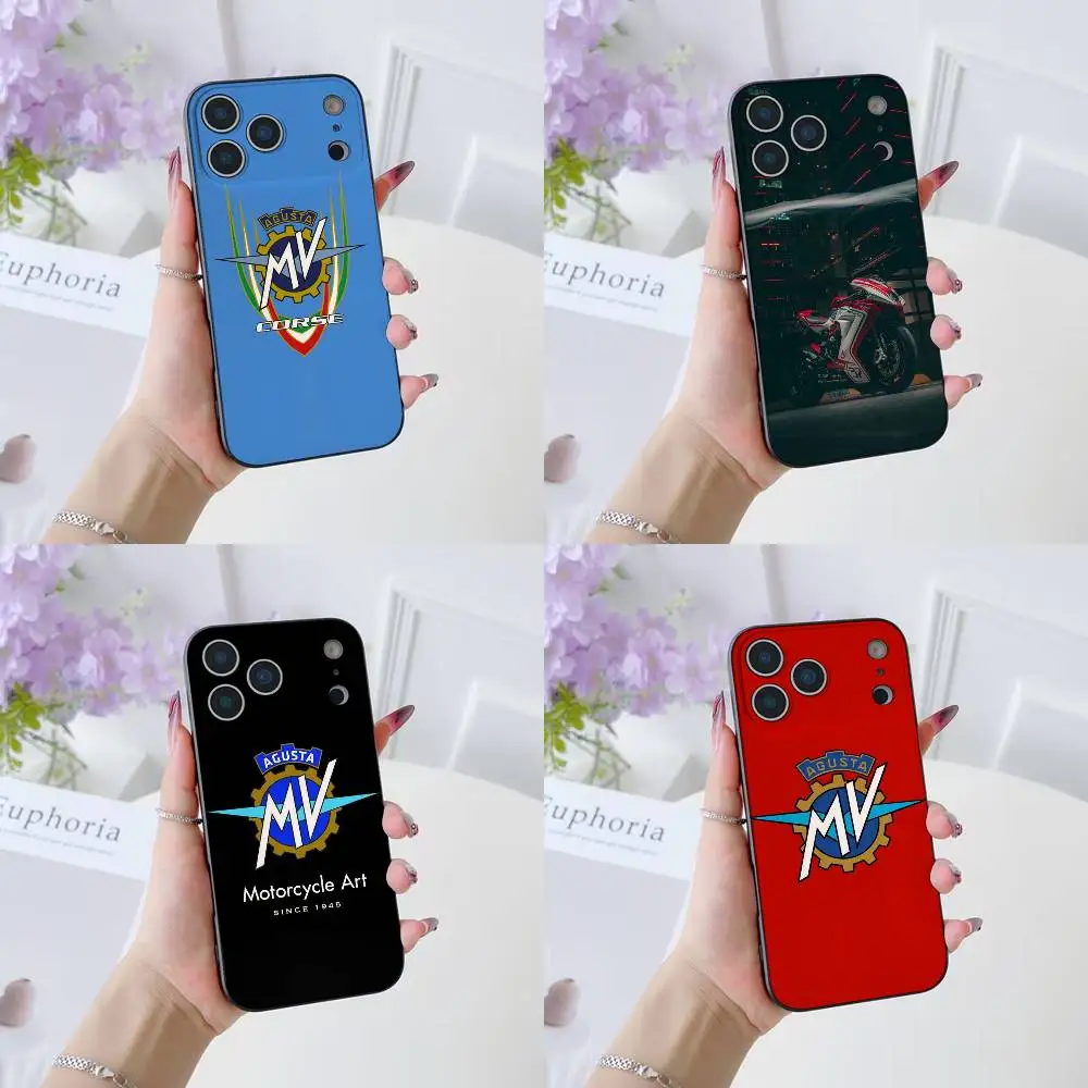 MV A-AguSTaES Coole Moto-Handyhülle für iPhone 17 16 15 14 13 12 11 Pro Max Plus Air Mini Schwarz Silikon Weich