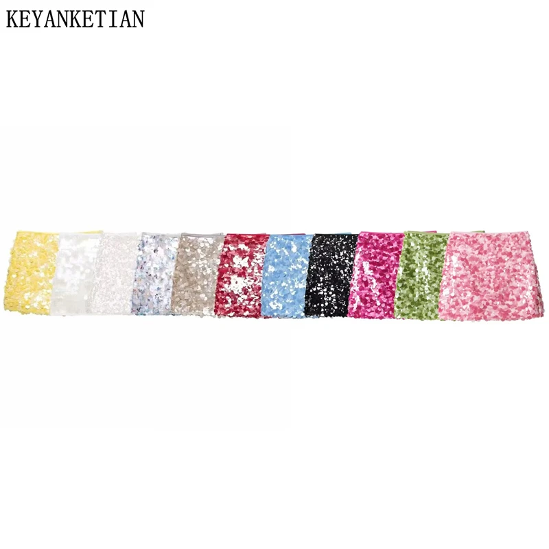 KEYANKETIAN 2025 New Hot sweet Sequined Decoration Mesh Mini Skirt Zipper High Waist Women's Slim Chic Shiny Straight Hip Skirt