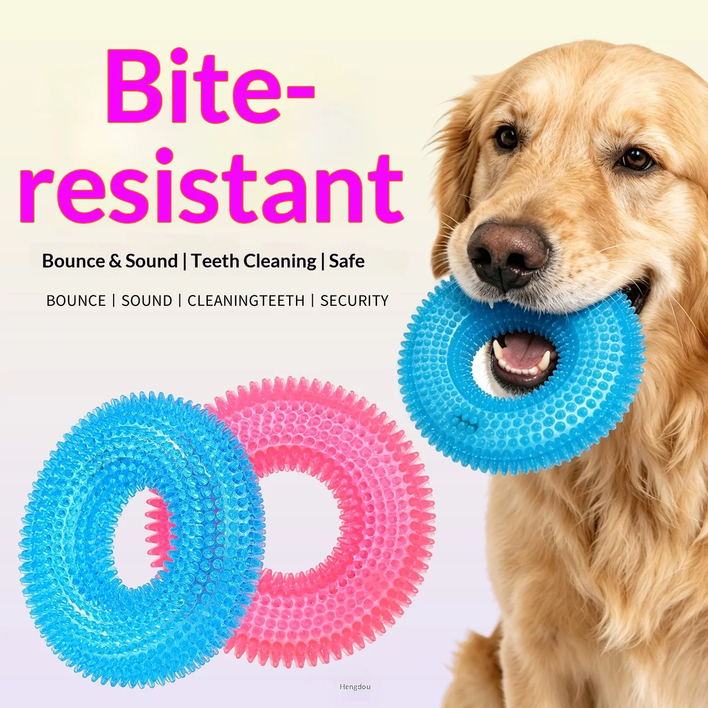 Dog toy pet massager ring with sound and light, elastic spike ring, stimulating ball, teeth cleaning self-amusing chew toy
