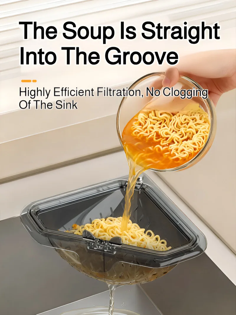 Kitchen Strainer Basket Sink Filter Drain Basket Space-Saving Durable Reusable Food Waste Filter Triangular for Kitchen Sink
