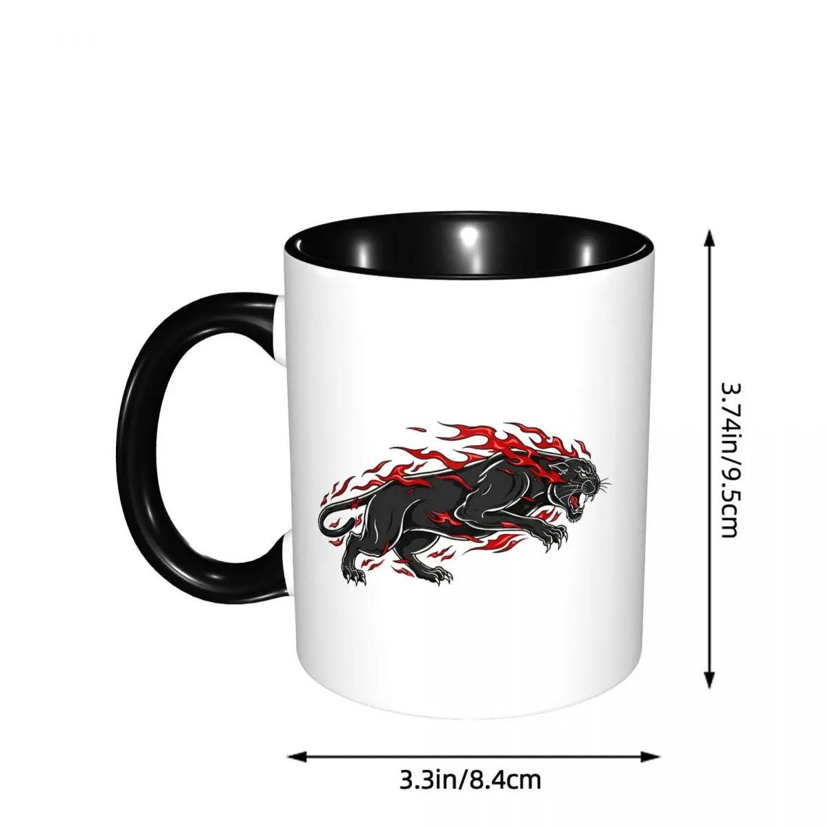 Fiery Panther Flaming Beast Mug Funny Ceramic Coffee Cups Tea Mugs Milk Cup Drinkware Gift for Friends