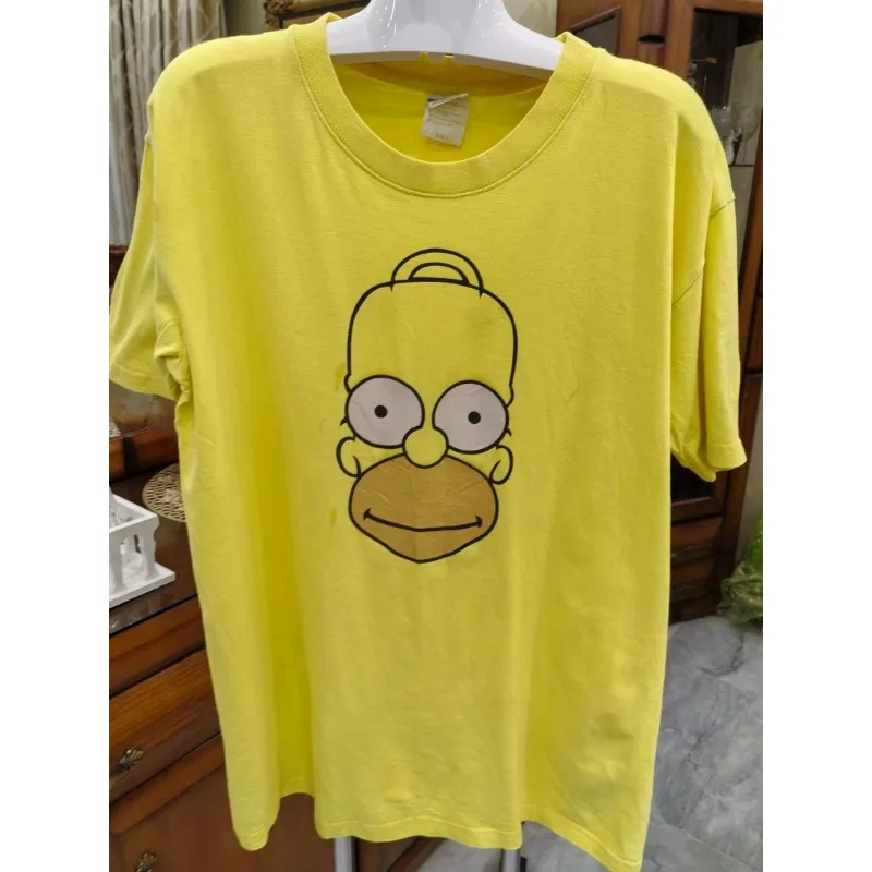 Retro Arrival Guide Homer Simpson Pattern T-shirt Yellow Heavyweight Cotton